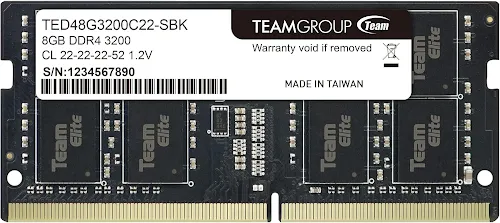 Barrette mémoire Team Group Elite U-DIMM TED48G3200C22-SBK 8 Go DDR4 3200 MHz