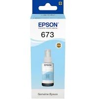 Bouteille D'encre Epson 673 LC T6735 Cyan Clair C13T67354A Original
