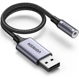 Câble Adaptateur Ugreen 80865 USB-A vers Jack 3.5mm Gris