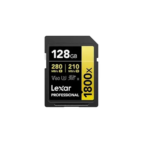 Carte SD Lexar Professional 1800x GOLD SDXC UHS-II 128 Go 280 MB/s