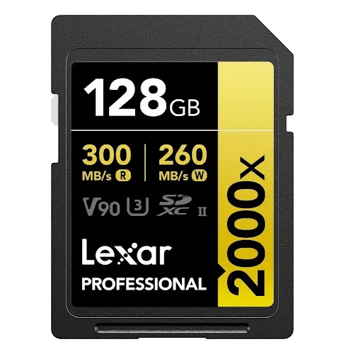 Carte SD Lexar Professional 2000x GOLD SDXC UHS-II 128 Go 300 MB/s