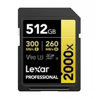 Carte SD Lexar Professional 2000x GOLD SDXC UHS-II 256 Go 300 MB/s