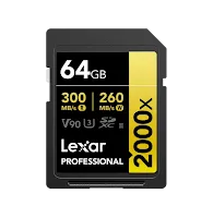 Carte SD Lexar Professional 2000x GOLD SDXC UHS-II 64 Go 300 MB/s