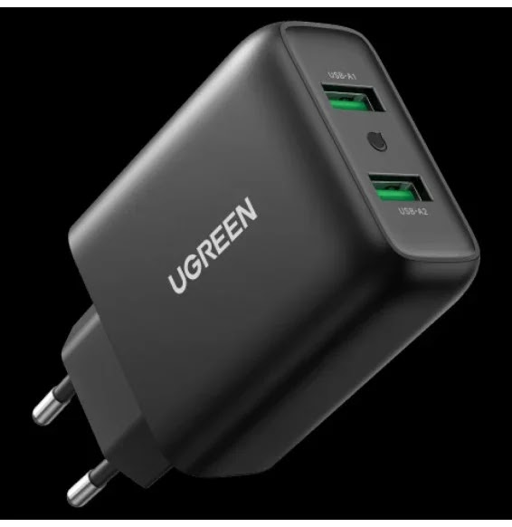 Chargeur secteur Ugreen 10216 Quick Charge 3.0 36W 2x USB-A Noir