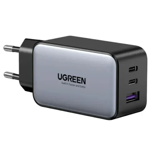 Chargeur secteur Ugreen 10335 GaN 65W 2x USB-C + USB-A Gris