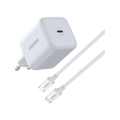 Chargeur secteur Ugreen 65055 GaN USB-C 45W avec Câble Blanc