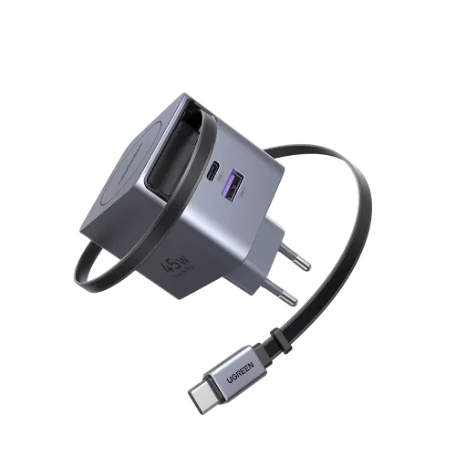 Chargeur secteur Ugreen X614 65822 GaN 45W avec Câble Rétractable