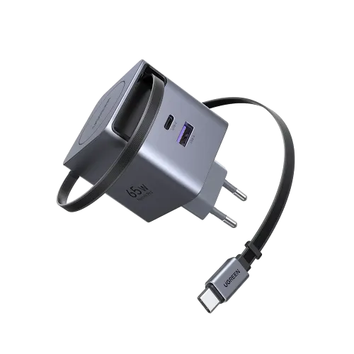 Chargeur secteur Ugreen X615 65825 GaN 65W avec Câble Rétractable