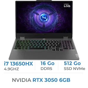 Lenovo LOQ 15IRX9 Intel Core i7-13650HX RTX 3050 6GB 16GB 512GB SSD 15.6" Full HD 144Hz Windows 11 Home 83DV01BKFE