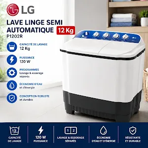 Machine à laver Semi-Automatique LG P1202R 12KG