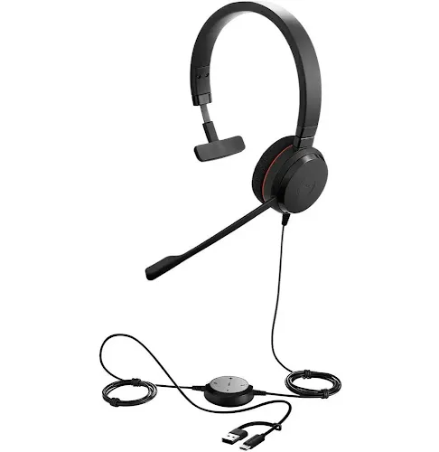 Micro-casque Jabra Evolve 20 SE Mono MS avec adaptateur USB-C/USB-A