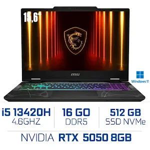 MSI Cyborg 15 B13WEKG-1249FRNN Intel Core i5-13420H RTX 5050 8GB 16GB 512GB SSD 15.6" IPS Full HD 144Hz Windows 11 Home