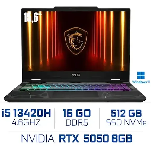 MSI Cyborg 15 B13WEKG-1249FRNN Intel Core i5-13420H RTX 5050 8GB 16GB 512GB SSD 15.6" IPS Full HD 144Hz Windows 11 Home