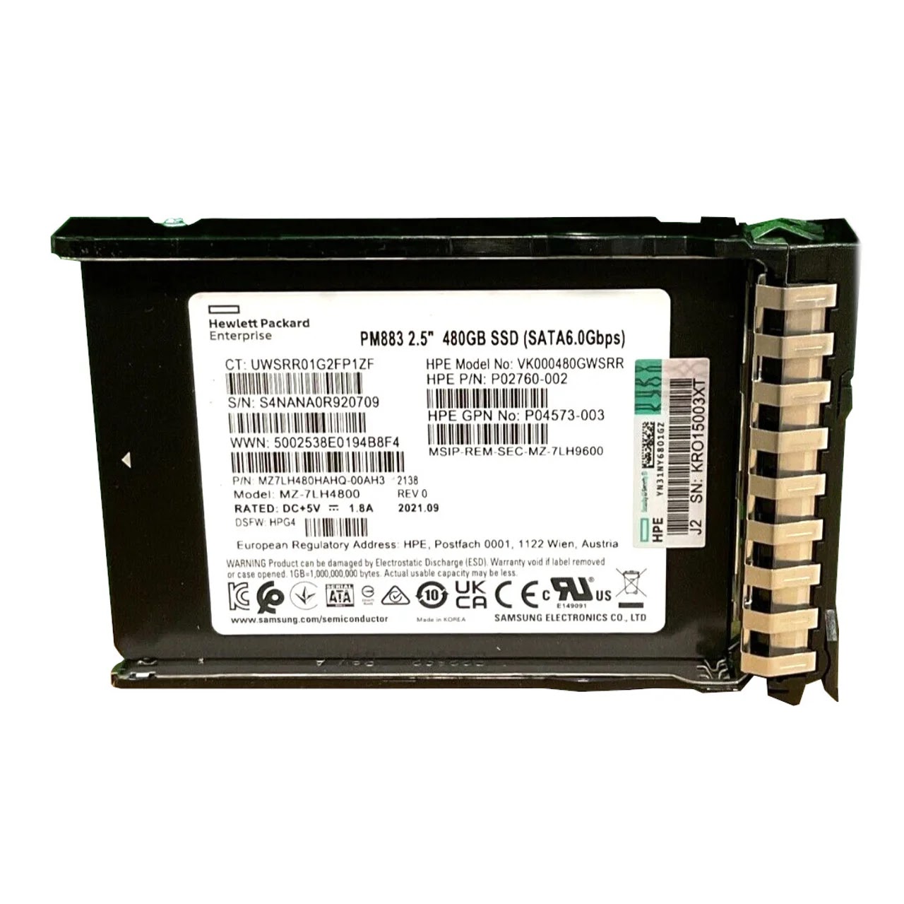SSD interne HPE P40497-B21 480 Go 2.5" SATA