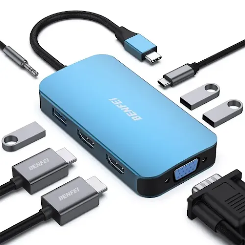 Station d'accueil BENFEI BENFEI-000335 USB-C 8 en 1 Triple Écran PD 100W - Comparateur Prix Maroc (Electroplanet, Avito) | Toko.ma